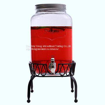 8L YORKSHIRE GLASS BEVERAGE DISPENSER WITH BLACK RACK