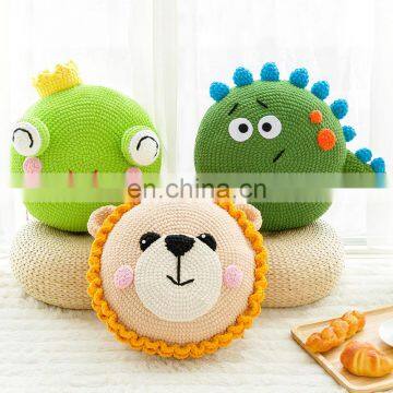 Yarncrafts Cartoon Creatures Chenille Throw Pillow Handmade Knit and Crocheted Decorative