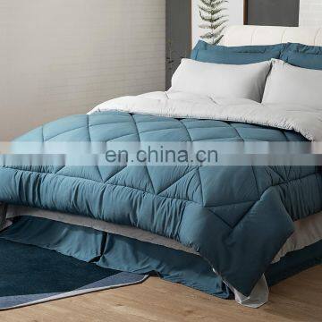 China Luxury Machine Washable Microfiber Solid Color King Bed Comforter Set photo-3