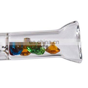 HQP-SP008 HongQiang Transparent Glass Cigarette Holder With Colored Diamond Glass Filter Cartridge Filter photo-6