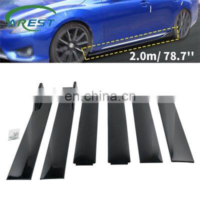 Car 6 Pcs Side Skirt Extensions Rocker Splitters Diffuser Lip 2M Universal Glossy Black Side Skirt Extensions