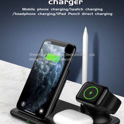 4 in 1  15W  Wireless Charger Stand For IPhone12 11 Pro XSMAX Samsung S21 S20 S10 S9 Fast Charging Dock Station Phone