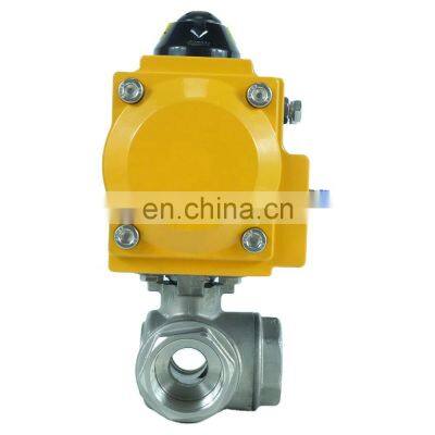 DKV OEM stainless steel Dn25 220V motorised operated trunnion mounted pneumatic 3 way ball valve