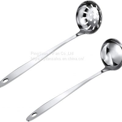 Stainless Steel Thickening Slotted Spoon and Long Handle Soup Spoon