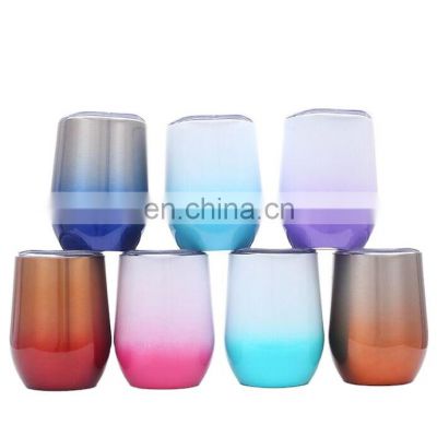 Hot Selling 12 OZ Egg Shape Mugs Stainless Steel Coffee Wine Tumbler Cups With Lid And Straw