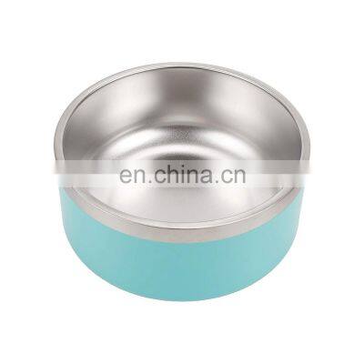 Customized Color Dog Food Basin 18/8 Stainless Steel Dog Bowl With Rubber Base