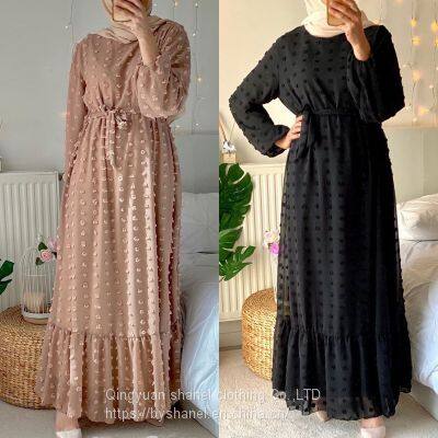 Byshanel Solid 3D Pompon Maxi Long Dress Autumn 2022 New Long Sleeve Dresses