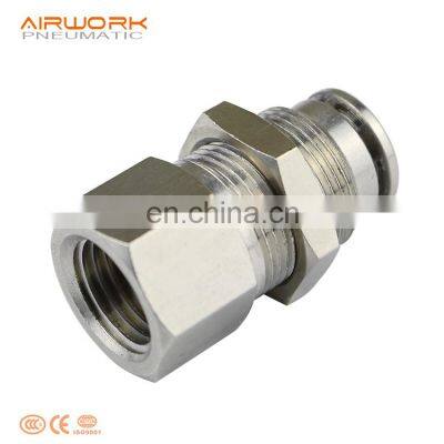 PMF Bulkhead Metal Pneumatic Fitting Joint Hose Connector Female Thread pt Npbt 1/8 1/4 3/4 photo-2