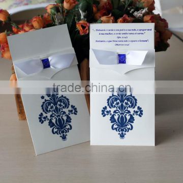 2016 Unique creative fashion embossing flocking pocket wedding invitations