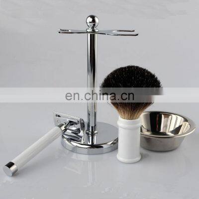 New design white durable mens shaving double edge metal  razor white resin handle shaving shaver safety razor kits