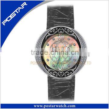 Colorized MOP Dial Watches With Genuine Leahter