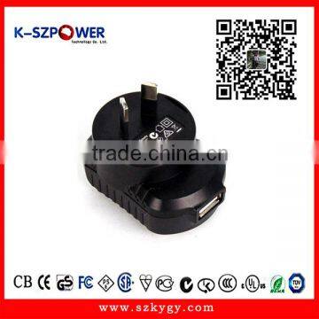 2015 F-series 5W K-051000 usb adaptor 5v 1a with AU plugs and CE UL