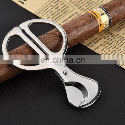 Luxurious Portable Cheap Wholesale Best Custom Logo Scissor Desk Silver Table Top Stainless Steel Cigar Cutter photo-3