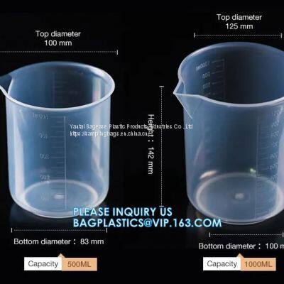 Transparent Conical Plastic Measuring Cylinder Cup With Handle, Lab Round Bottom Conical Plastic Measuring Cylinder photo-2