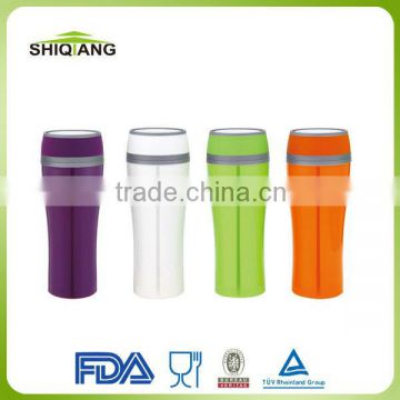 400ml double wall plastic mug with press the lid piece BL-5088