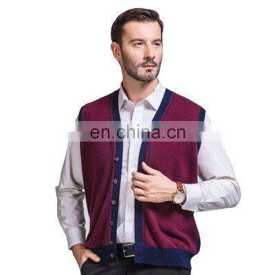 Custom Sleeveless Button Cardigan V-Neck Men's Vest Waistcoat Knitted Weaving for Spring Season