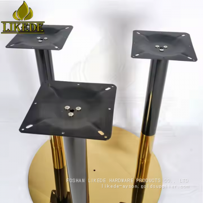 Newest High Quality Shiny Gold Black Big Large Heavy Duty 3 Pillars Columns Stainless Steel Table Base photo-5