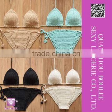 4 Colors Sexy Womens Knitted Bikini Set Hollow-out Swimwear Brazilian Bathing Suit