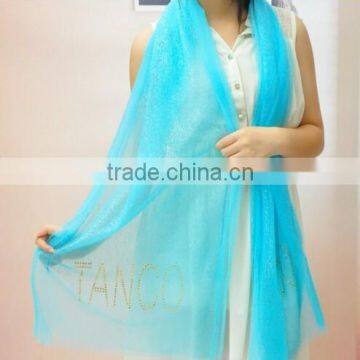 Charm Elegant Ladies Fashion Scarf With Hot Fix Rhinestone Charactors