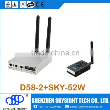 D58-2 5.8Ghz 32CH Wireless AV FPV Diversity Receiver + SKY-52W FPV 5.8G 2000mW 2W A/V Long Range Transmitter