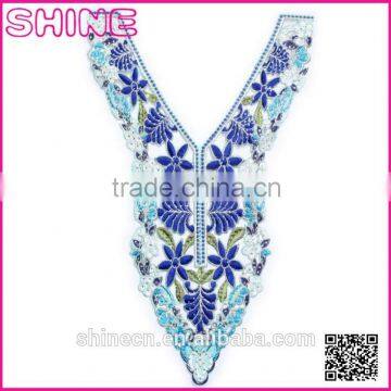 Garment accessory collar neck designs kurtis,Cheap OEM/ODM Rhinestone 3D Embroidery Big Iron On Dress Neck Collar                        
                                                Quality Choice