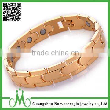 Stainless Steel Gold Plated Bio Health Magnetic Bracelet