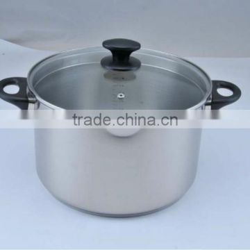 18/8 Stainless Steel High Casserole with pouring hole design glass lid