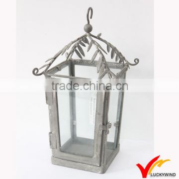 Vintage Hanging Clear Glass Metal Candle Lantern