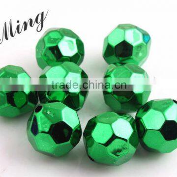 Christmas Green Mix AAA Quality Chunky 20mm Faceted Acrylic UV Plating Beads for Chunky Beaded Necklace Jewelry