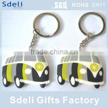 Custom promotional soft pvc bus keychain