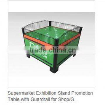 Supermarket Exhibition Stand Promotion Table with Guardrail for Shop/Grocery/Retail