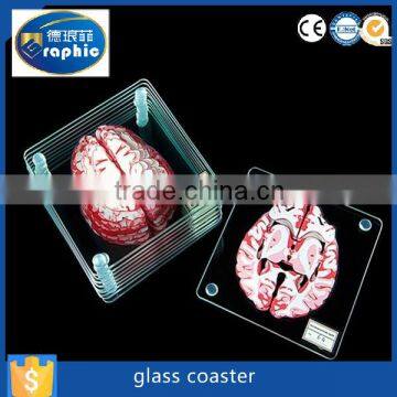 Cheap personalized flat edges polished bar glass coaster in 
