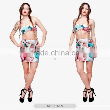 black girls mini skirts sexy tight hot mini skirt vintage print 3d digital full print custom hot sale tube stretchy summer skirt