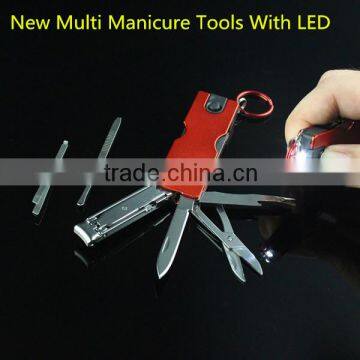 Cute Travel Size Girls Manicure Implements Tools With LED Light