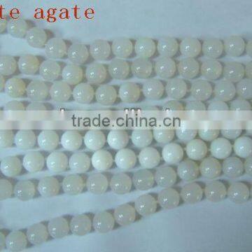 High quality necklace white agate 8mm round beads necklace jewelry