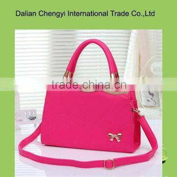 Manual portable solid color pu shoulder bag with long strap