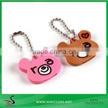 Sinicline Cute PVC Label for Clothing or Bag with Ball Chain