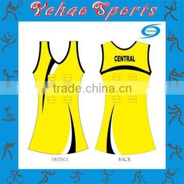 Yellow color beautiful netball dress professional manufacturer