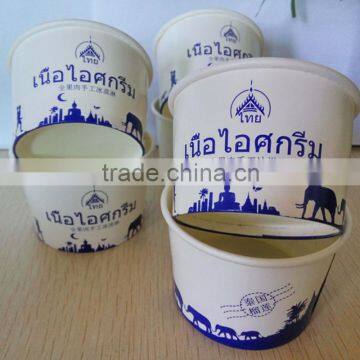 Custom high quality low price food paper ice cream paper cup with lid spoon