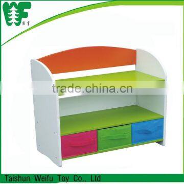 Wood kids room book shelf with drawers