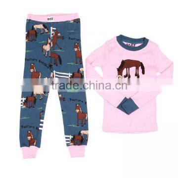 Wholesale Cartoon Long Sleeve Printed Kids Cotton Pajama Set