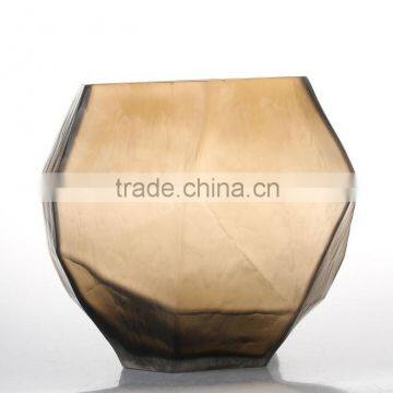 Unique engraved brown glass vases for home decoration