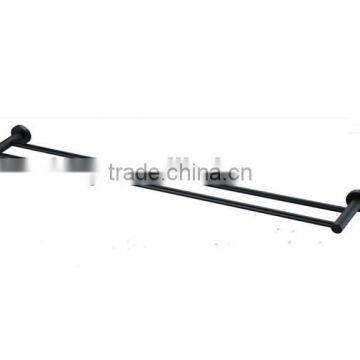 All black contemporary durable chrome surface double towel bars bathroom accessories