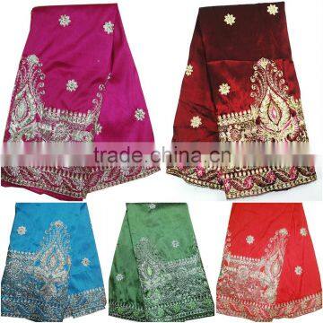 New Design African Blue Silk George Lace Indian George Lace With Sequins Fashion Design George Clothing photo-2