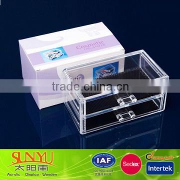 High Transparent 2 Drawers Acrylic Storage Case Jewelry Display Box Manufacturer