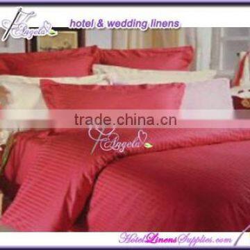 wholesale hotel bedding sets in red stripes, red stripe bedding sheets, red stripe bed linens for luxury hotels