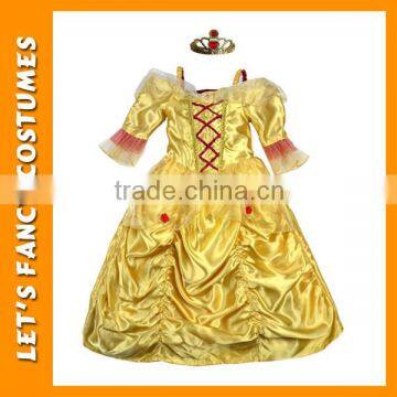 PGCC0052 Hottest !!! 2016 wholesale girls ' costume girl's fancy dress gold children stage dance costume