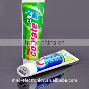 2016 new creative custom logo printing cosmetics and tooth paste promotion gift cream tube 2600mAh portable power bank charger                        
                                                Quality Choice
                                         