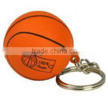 economical high quality PU foam basketball shape keychain