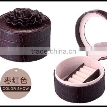 Heart shaped rose crocodile embossed leather, round, small, lovely, and lovely, bo, jewelry bo, wholesale